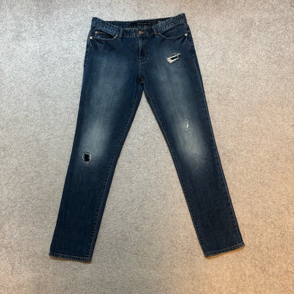 Calvin Klein Dark Blue Distressed Boyfriend Jeans